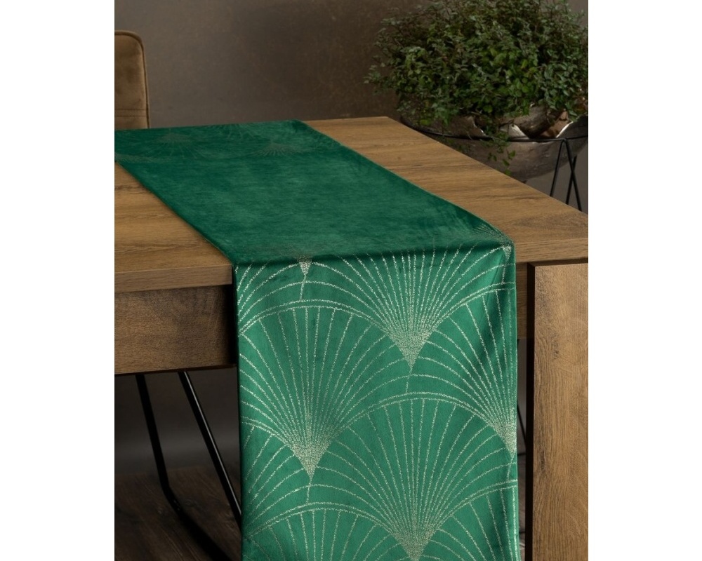 Behúň na stôl Blink 14, zelený s lesklým vzorom